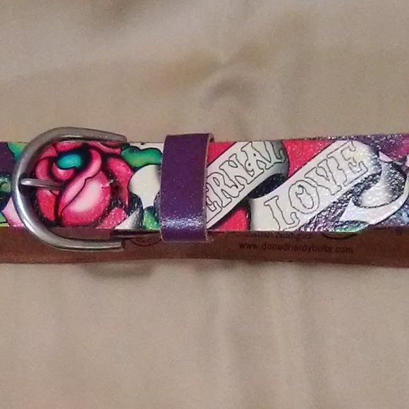Ed Hardy Eternal Love Leather Belt Size Small - Picture 11 of 11